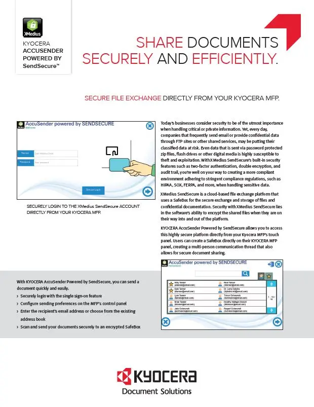 Kyocera, Software, Capture, Distribution, Accusender, Powered By Sendsecure, Perfect Printz