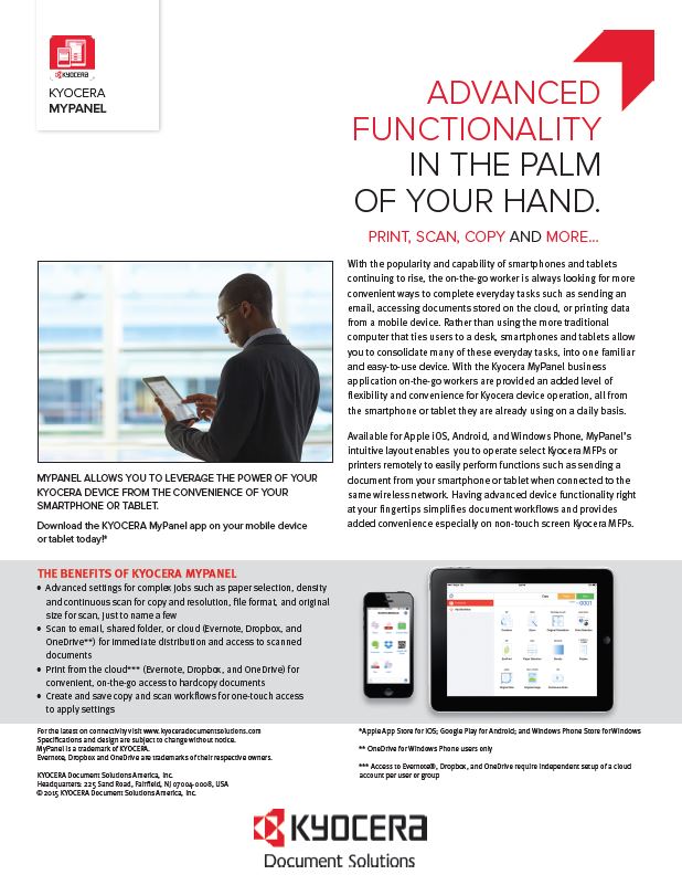 Kyocera, Software, Mobile, Cloud, Mypanel, Perfect Printz