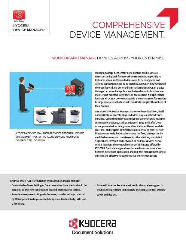 Kyocera, Software, Network Device Management, Kyocera, Device Manager, Perfect Printz