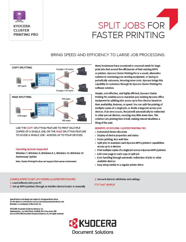 Kyocera, Software, Output Management, Kyocera Cluster Printing, Perfect Printz